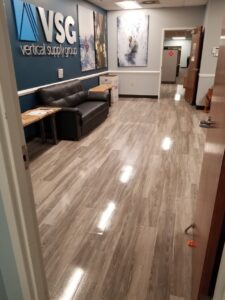 Polished wooden flooring